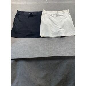 Lot‎ Of 2 Studio Works Sport Skirt Skort Womens L White Black Cotton Drawstring